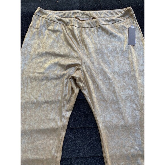 Soft Surroundings Boot Cut Leggings Women’s 2X Metallic Gold Stretchy Holiday - Picture 2 of 10